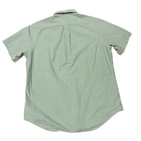 Ralph Lauren Seer Sucker Shirt Mens Size Large Green White Striped Short Sleeve - Picture 3 of 10